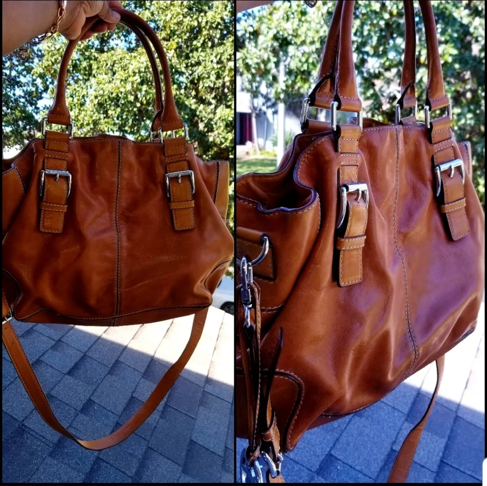 Michael Kors Tan Leather Satchel with Removable Strap